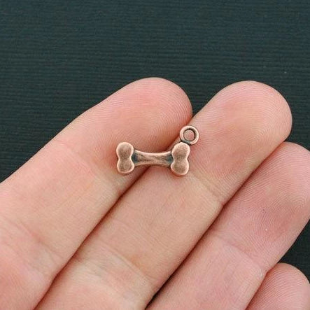 10 breloques en os de chien en cuivre antique 2 faces - BC1213