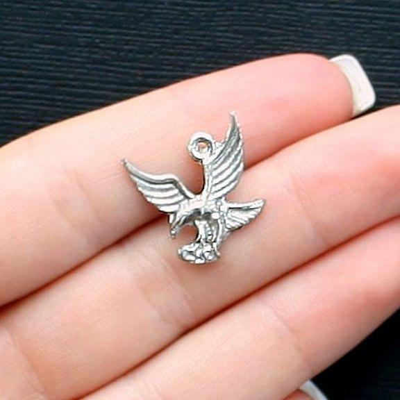 10 Eagle Antique Silver Tone Charms - SC2284