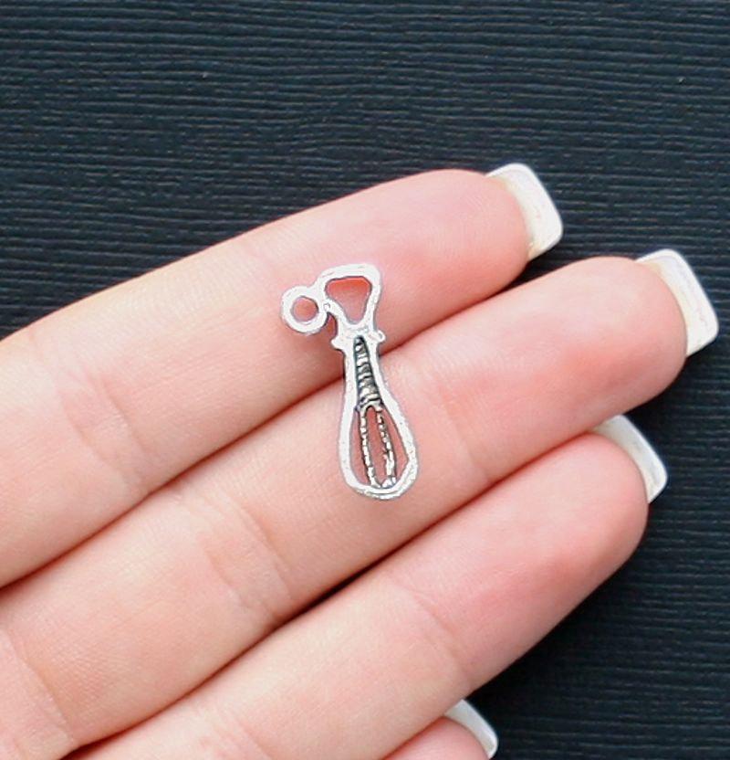 10 Egg Beater Antique Silver Tone Charms - SC2405
