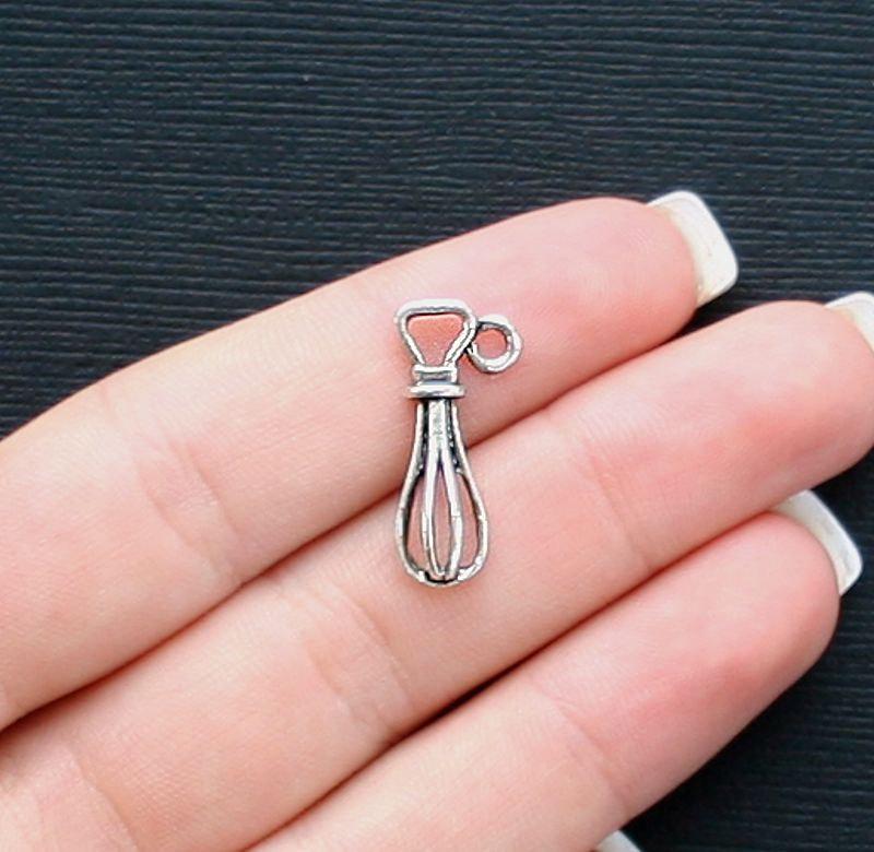 10 Egg Beater Antique Silver Tone Charms - SC2405
