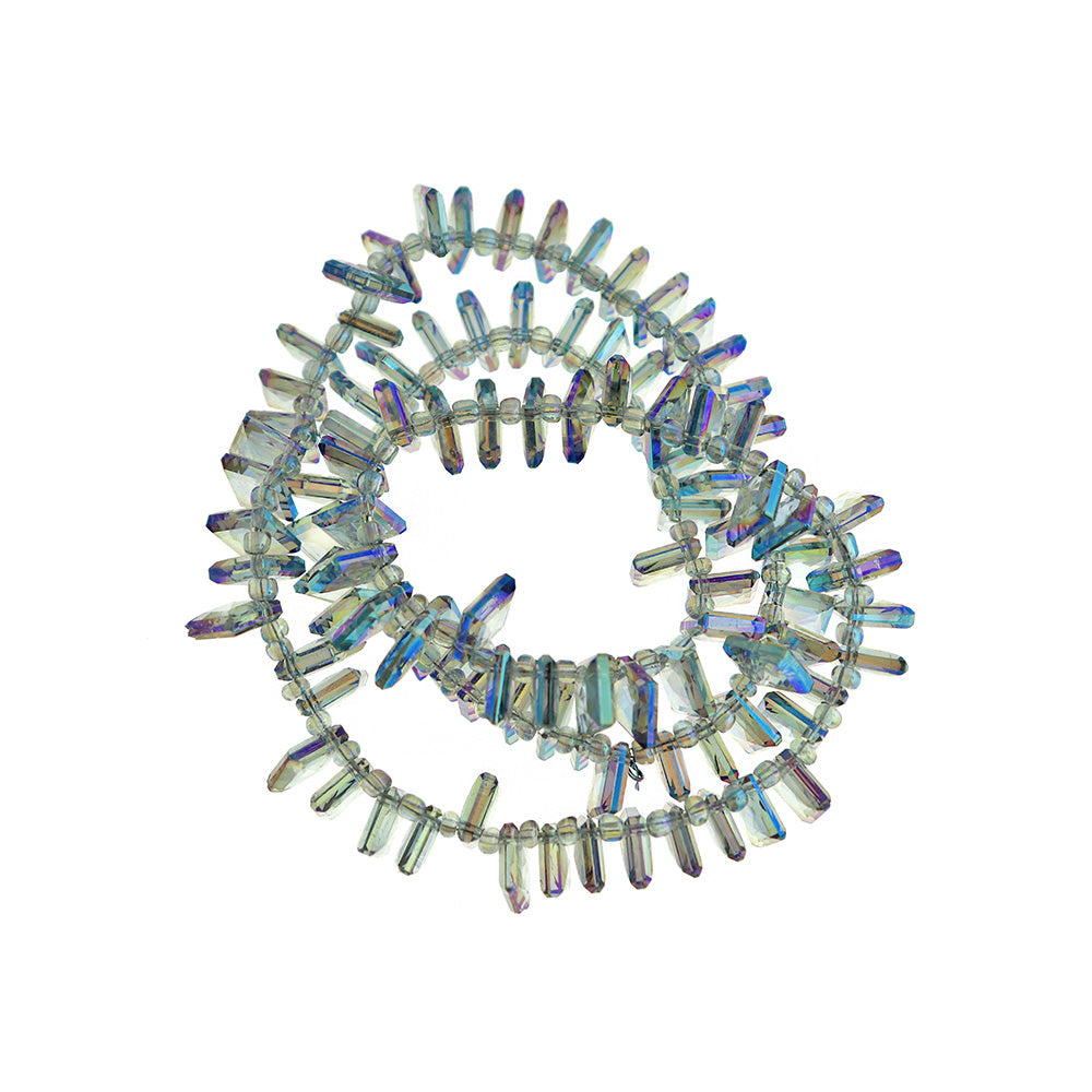 10 breloques pendentifs en verre losange clair galvanisé - Z190