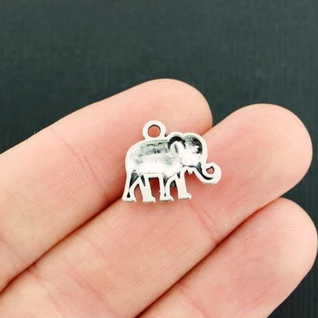 10 Elephant Antique Silver Tone Charms - SC1449
