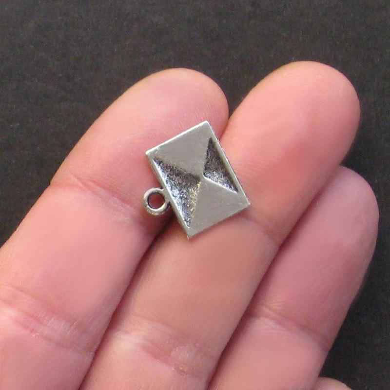 10 Envelope Antique Silver Tone Charms - SC1746