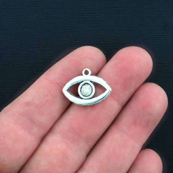 10 Eye Antique Silver Tone Charms 2 Sided - SC1592