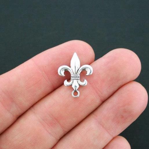 10 breloques de ton argent antique Fleur de Lis 2 faces - SC2828