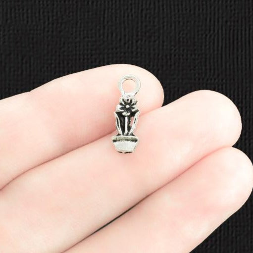 10 breloques de ton argent antique fleur - SC1611