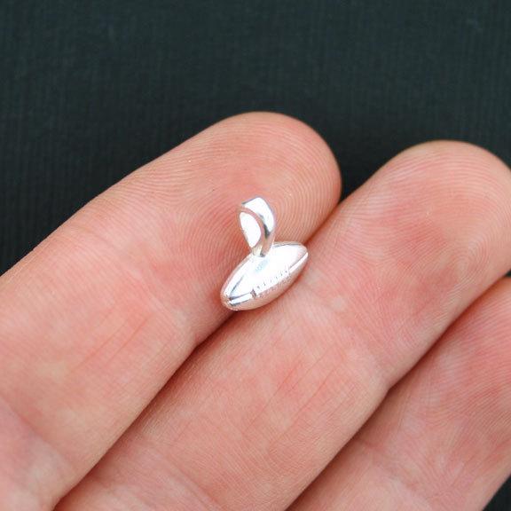 10 Football Silver Tone Charms 2 Sided - SC1577