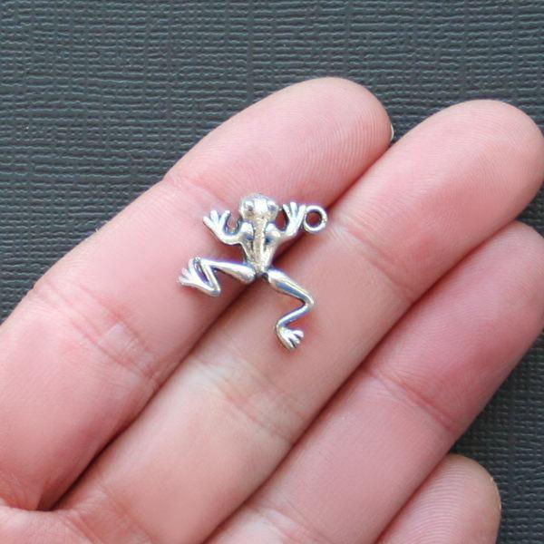 10 breloques de ton argent antique grenouille 2 faces - SC2280