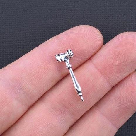 10 Gavel Antique Silver Tone Charms 3D - SC3330