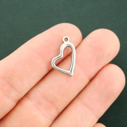 10 Heart Antique Silver Tone Charms - SC6640