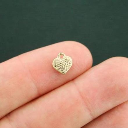 10 Heart Gold Tone Enamel Charms - E302