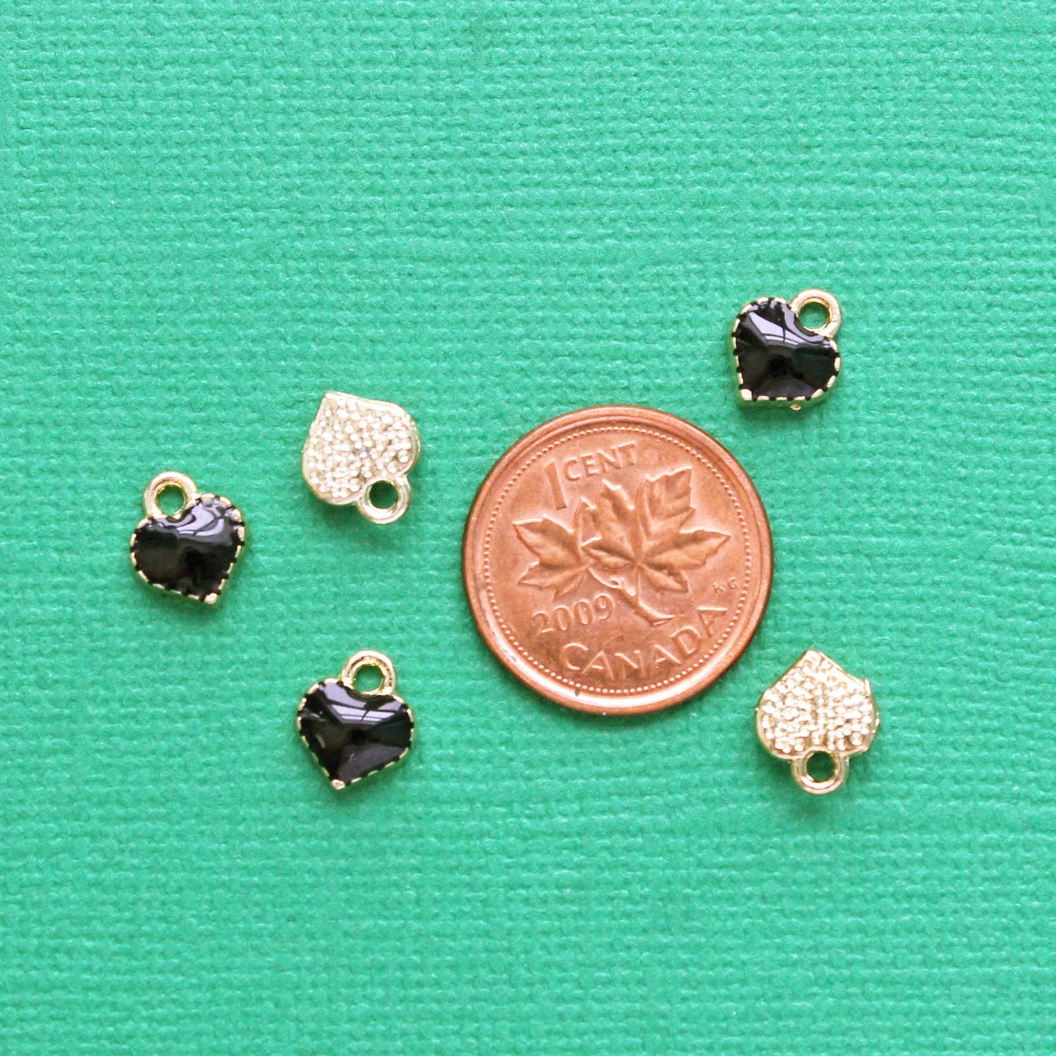 10 Heart Gold Tone Enamel Charms - E302