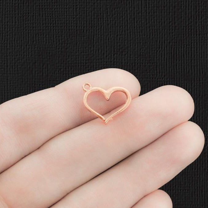 10 breloques coeur ton or rose 2 faces - GC028