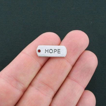 10 Hope Antique Silver Tone Charms - SC1975