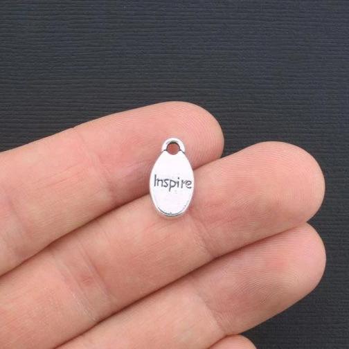 10 Inspire Antique Silver Tone Charms - SC2587