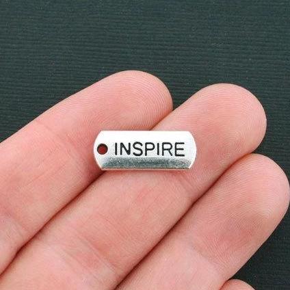 10 Inspire Antique Silver Tone Charms - SC4460