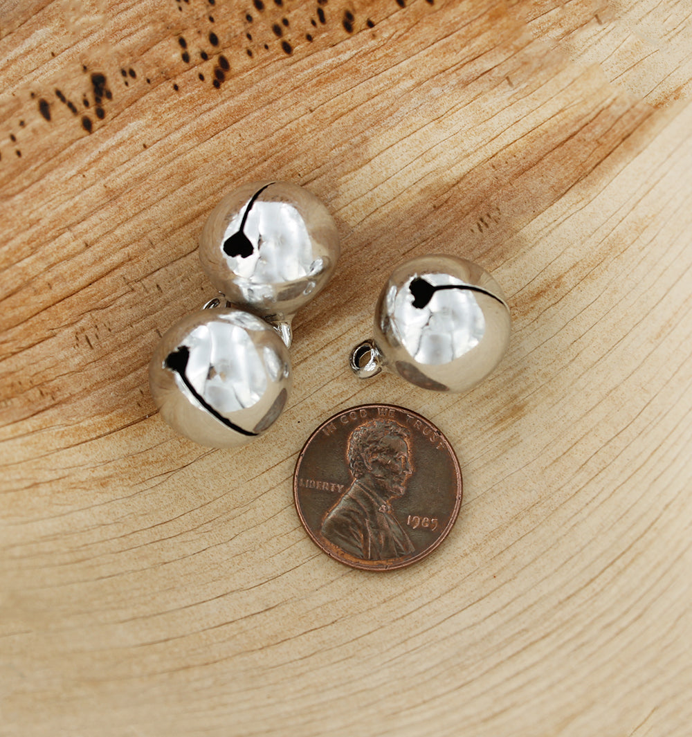 10 Jingle Bells Charms Silver Tone 3D - Z178