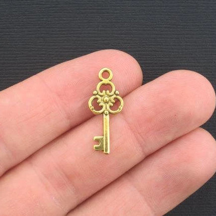 10 breloques dorées antiques clés 2 faces - GC252