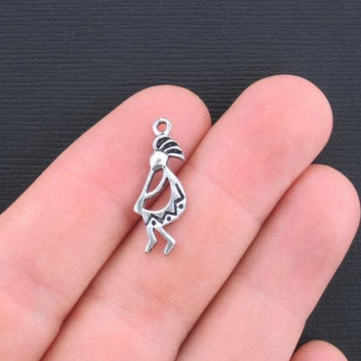 10 Kokopelli Antique Silver Tone Charms - SC1139