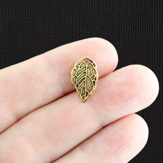 10 feuilles de ton or breloques 2 faces - GC013