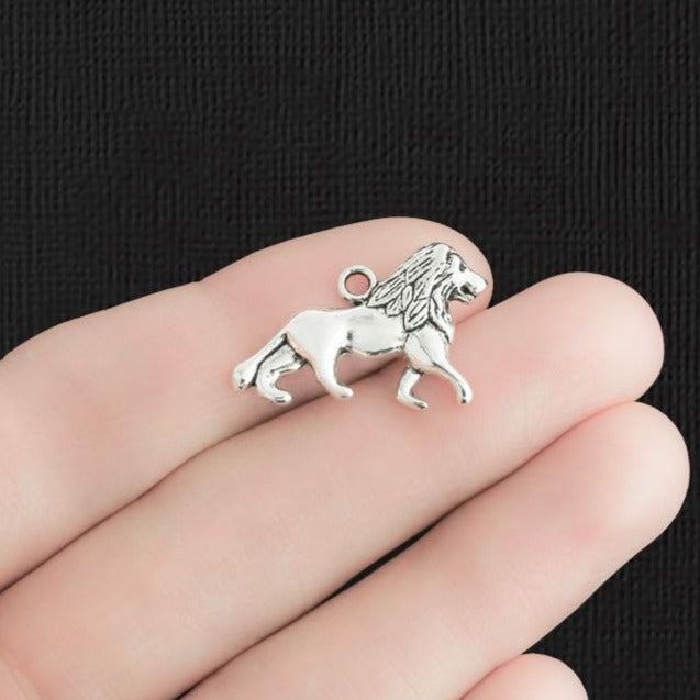10 Lion Antique Silver Tone Charms - SC008