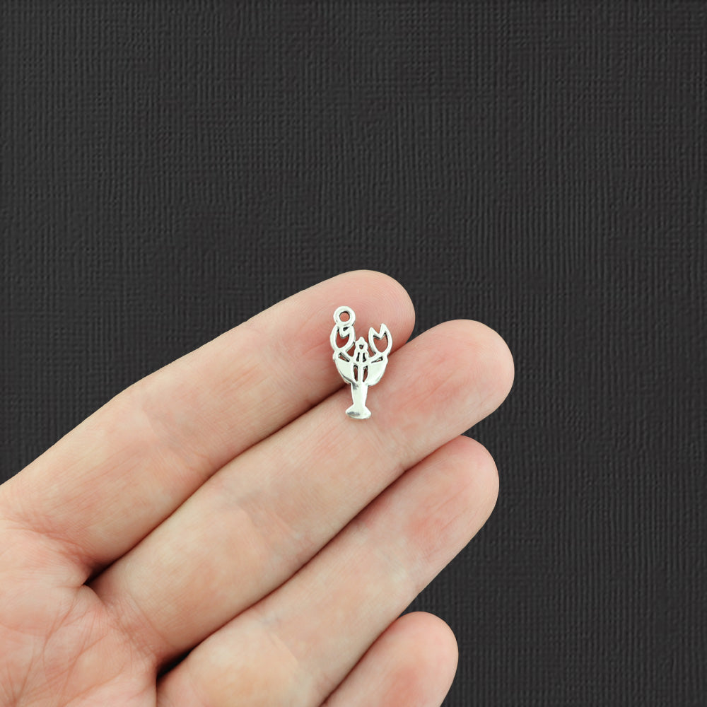 10 Lobster Antique Silver Tone Charms - SC537