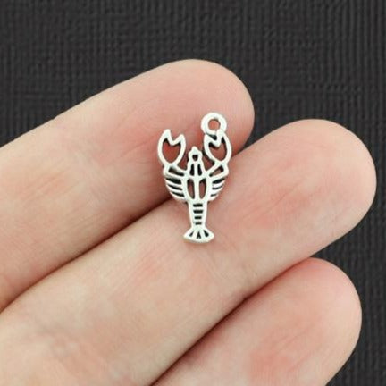 10 Lobster Antique Silver Tone Charms - SC537