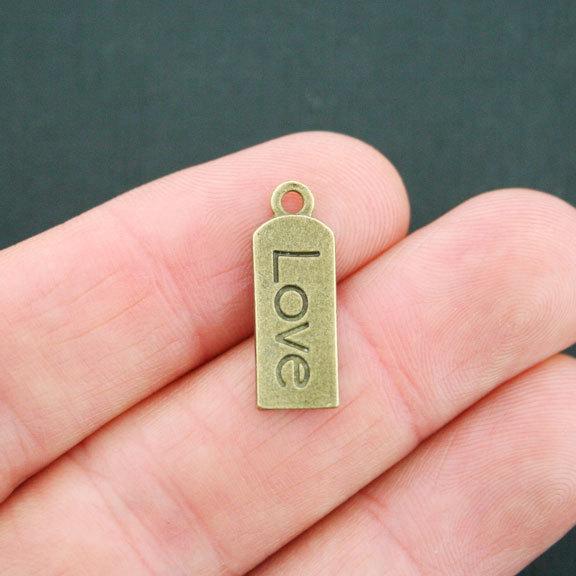 10 Love Antique Bronze Tone Charms - BC518