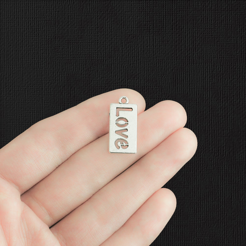 10 Love Antique Silver Tone Charms - SC4064