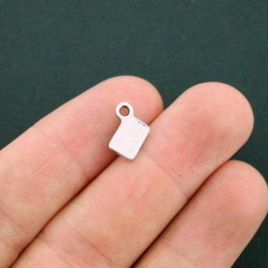 10 Made with Love Antique Silver Tone Charms - SC5648