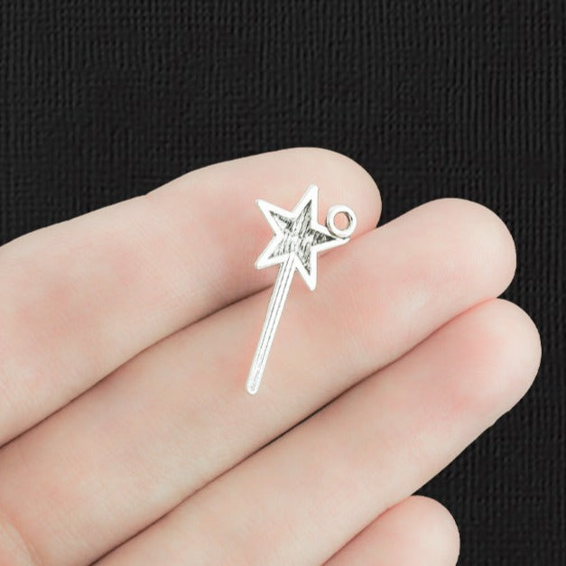 10 breloques de ton argent antique baguette magique - SC2377