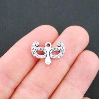 10 Masquerade Antique Silver Tone Charms - SC969