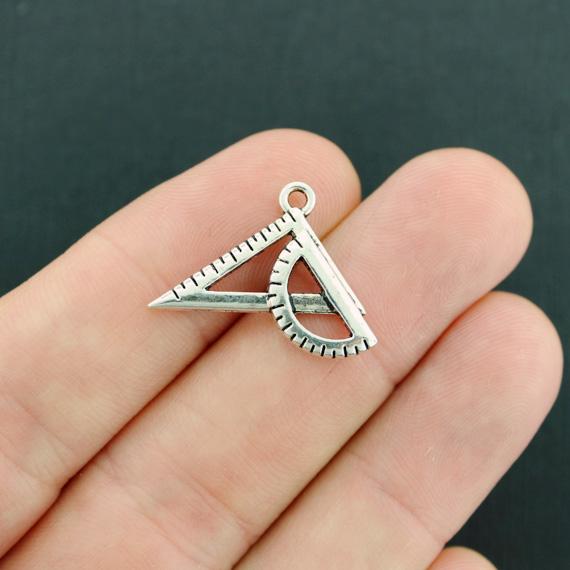 10 Math Antique Silver Tone Charms - SC7644