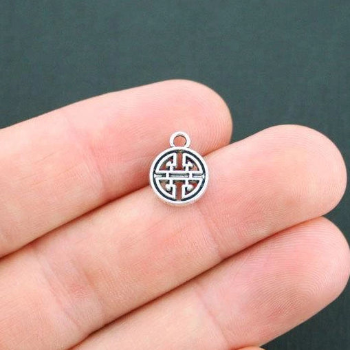 10 Maze Antique Silver Tone Charms 2 Sided - SC1518