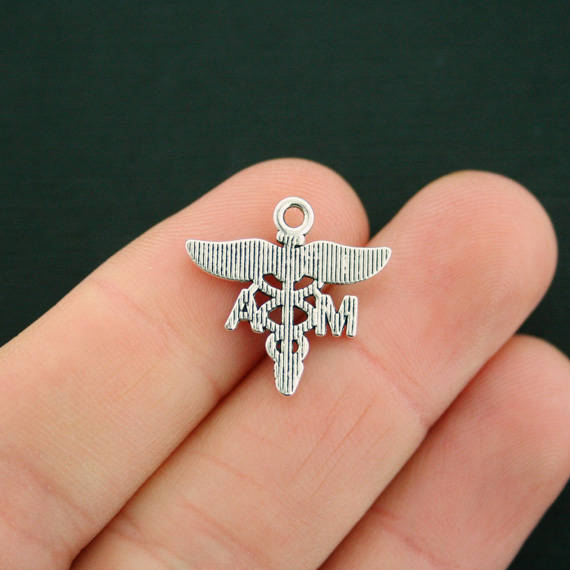10 Medical Assistant Antique Silver Tone Charms - SC5611