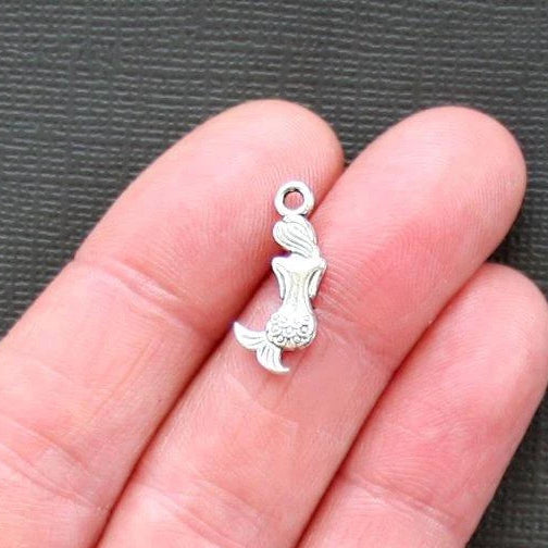 10 breloques argentées antiques sirène 2 faces - SC1657