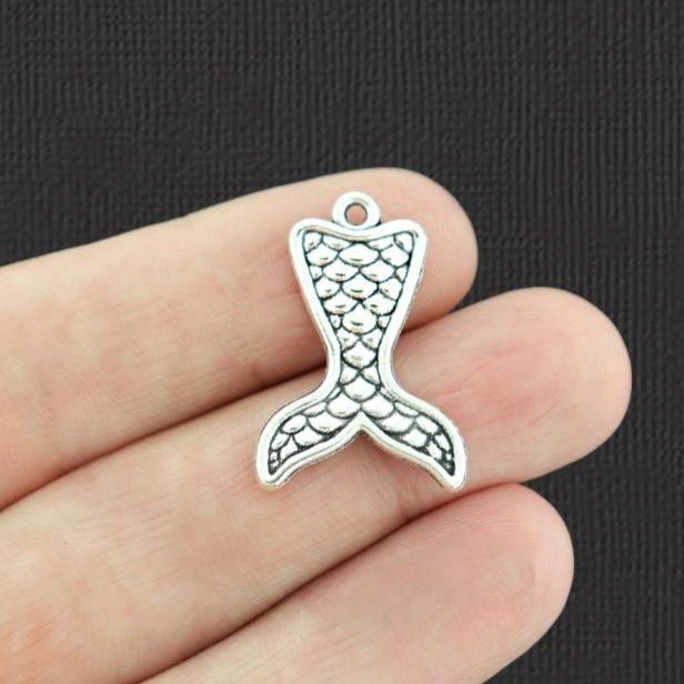 10 Mermaid Tail Antique Silver Tone Charms - SC4267