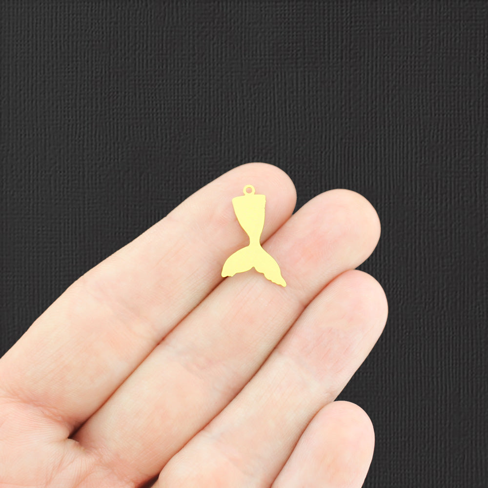 10 Mermaid Tail Gold Tone Charms - GC1451