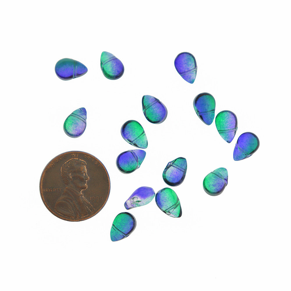 10 Mermaid Tear Drop Glass Charms - Z1135