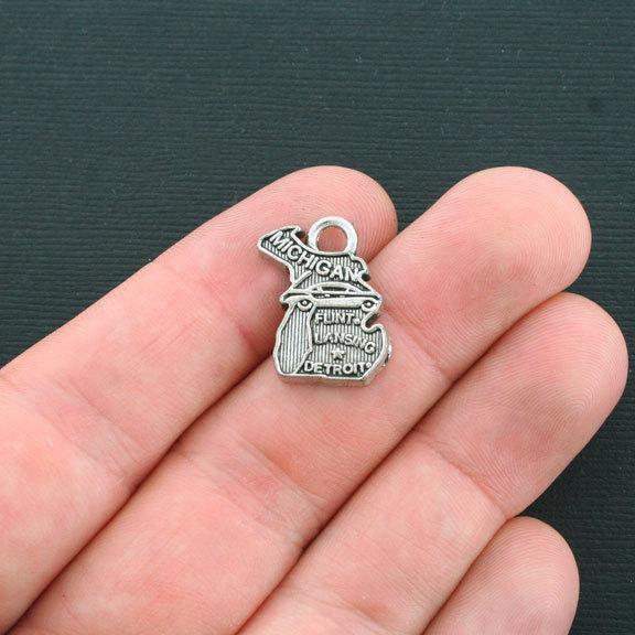10 Michigan Antique Silver Tone Charms - SC4223