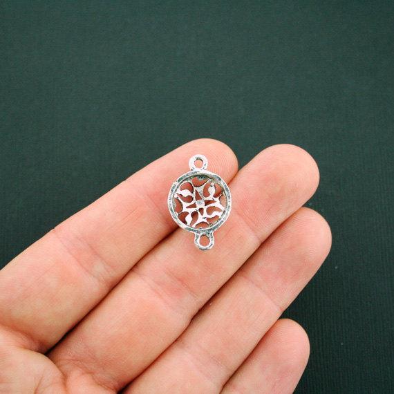 10 Modern Connector Antique Silver Tone Charms - SC5753