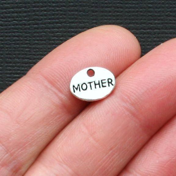 10 Mother Antique Silver Tone Charms 2 Sided - SC3043