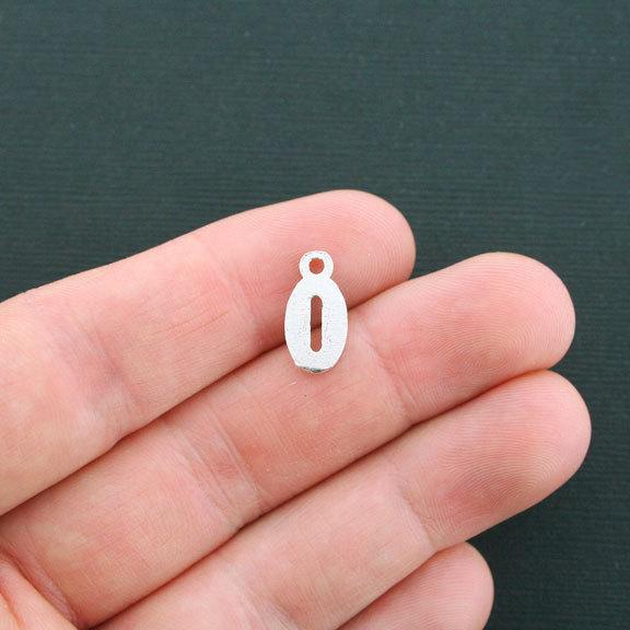 10 Number 0 Antique Silver Tone Charms - SC4422