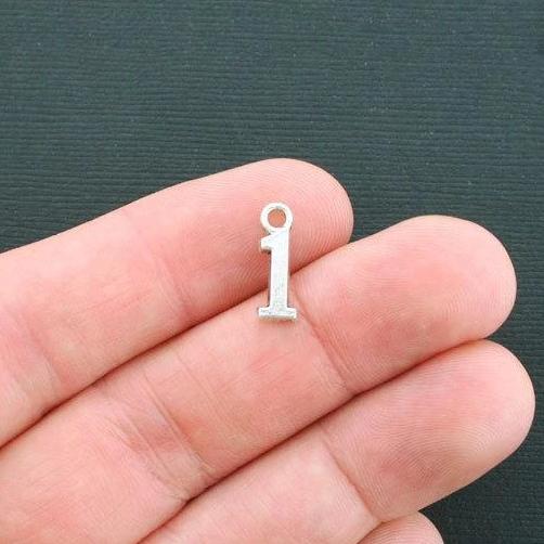 10 breloques argentées antiques numéro 1 - SC4423