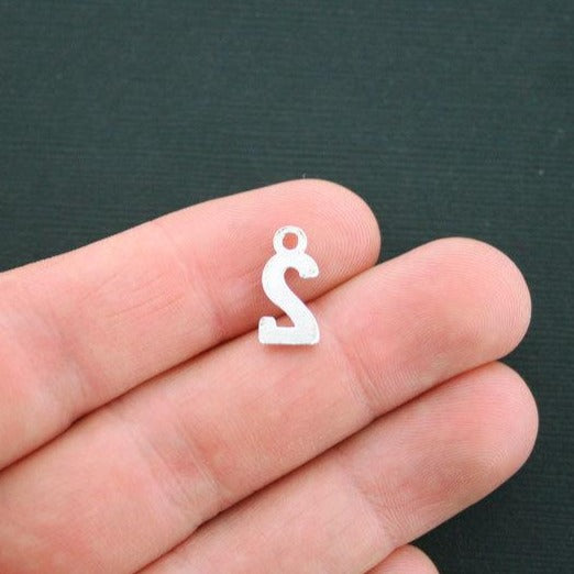 10 Number 2 Antique Silver Tone Charms - SC4424