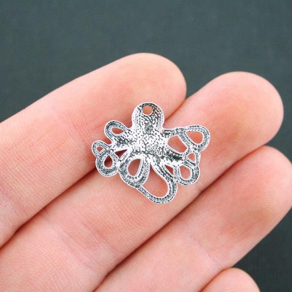 10 breloques argentées antiques de poulpe - SC5034