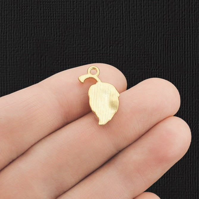 10 breloques en émail doré feuille d'oranger - E1154