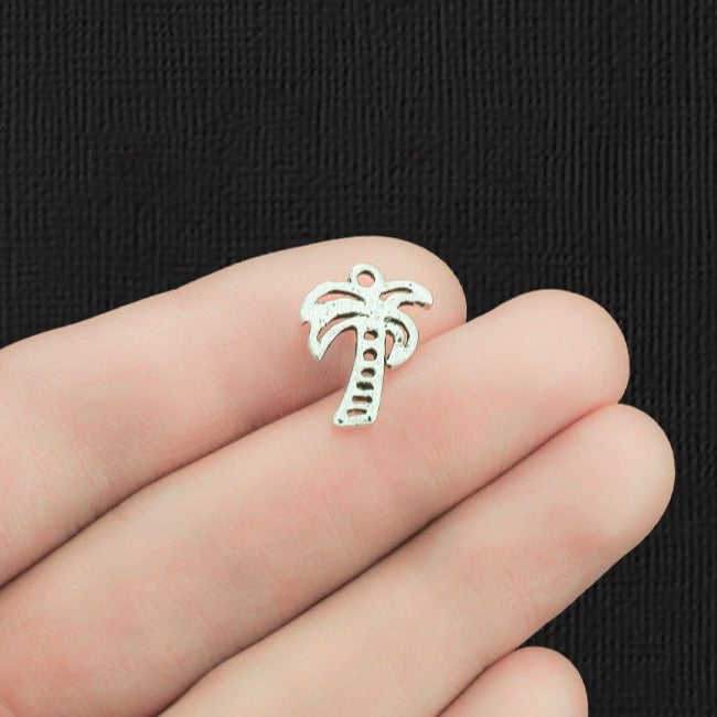 10 breloques argentées antiques de palmier - SC317