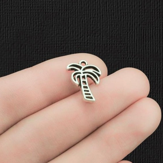 10 breloques argentées antiques de palmier - SC317