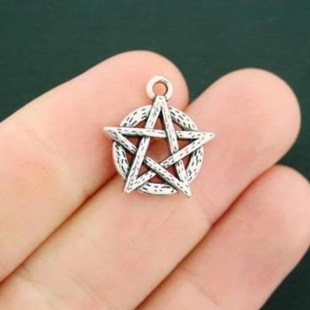 10 breloques de ton argent antique pentagramme - SC5184